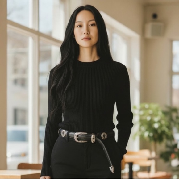 Brighton Black Belt with Silver Hearts - Picture 7 of 11